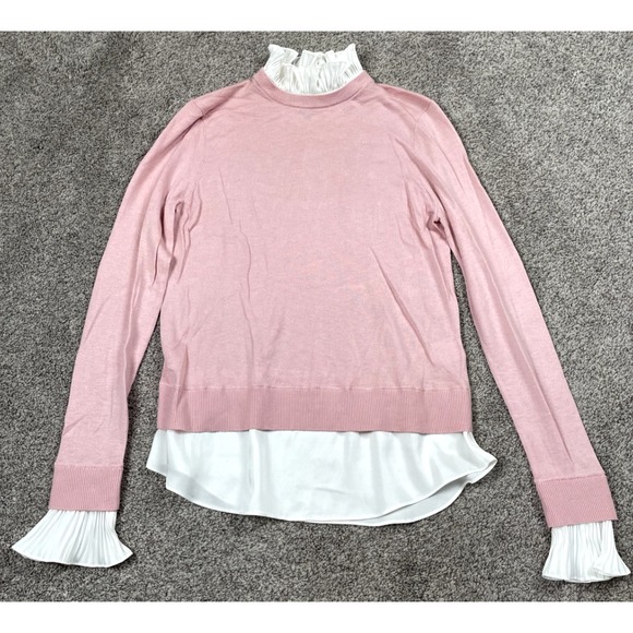 Ted Baker Sweaters - Ted Baker Sweater Womens 1 XS 4 Pink Layered Ruffle Cashmere Blend Preppy Flirty
